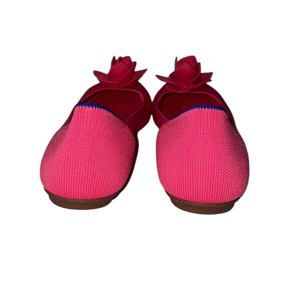 Rothy's The Petal Square Soiree Pink Ballet Flats with Blue Trim Size 11.5 - Picture 6 of 12